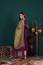 Plum Anarkali Set