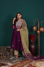 Plum Anarkali Set