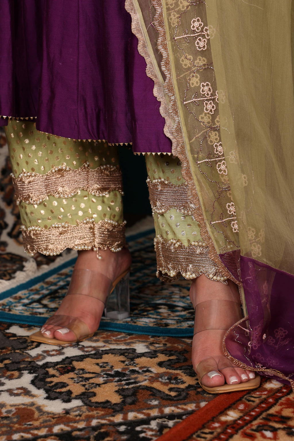 Plum Anarkali Set