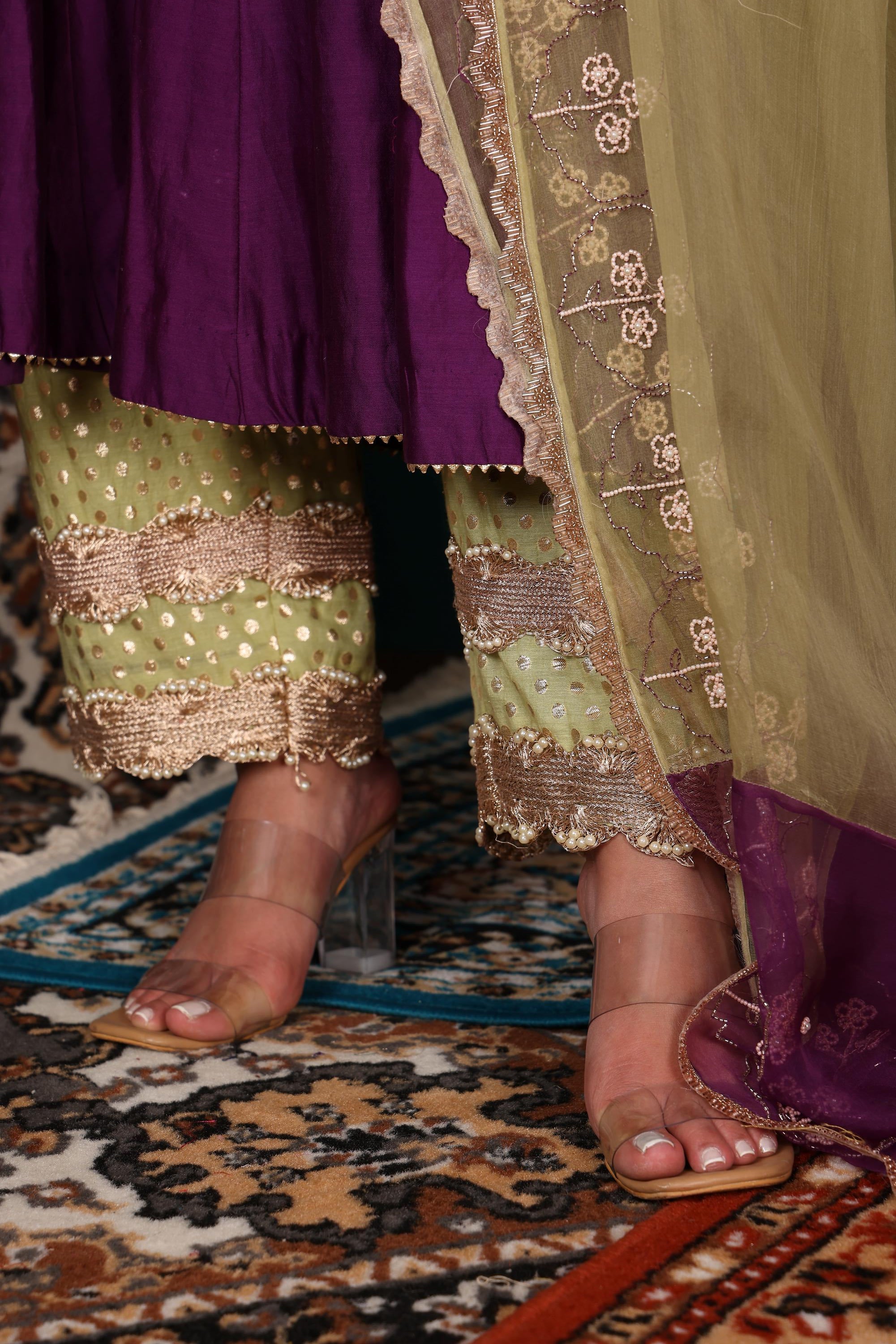 Plum Anarkali Set