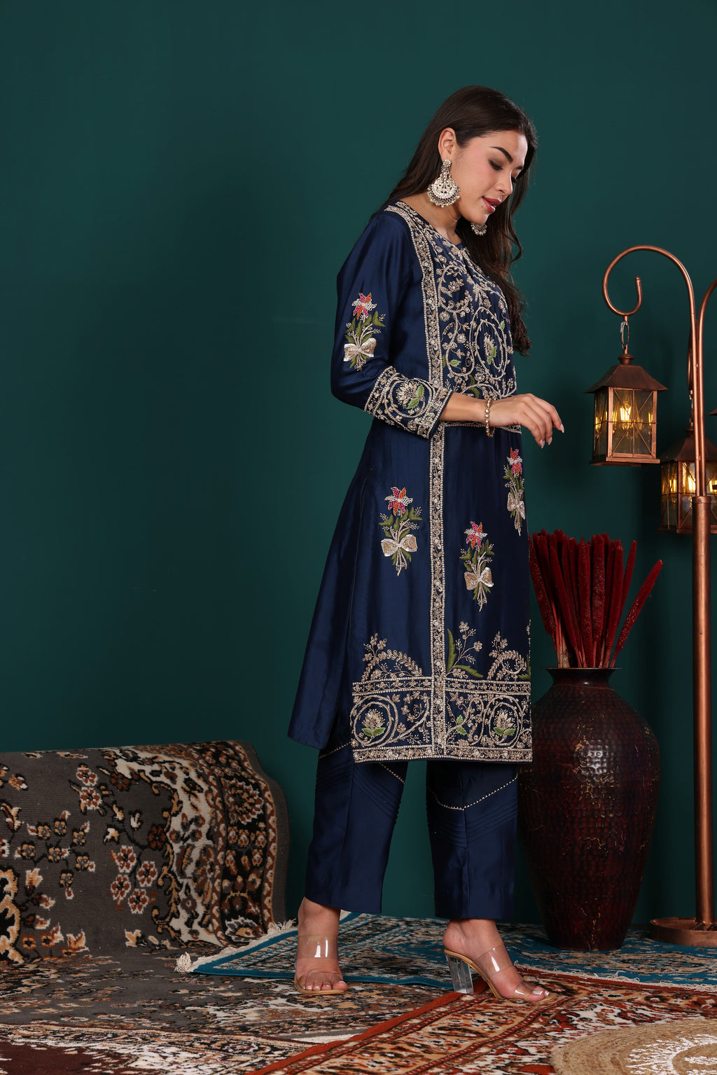 Midnight Blue Embroidered Set