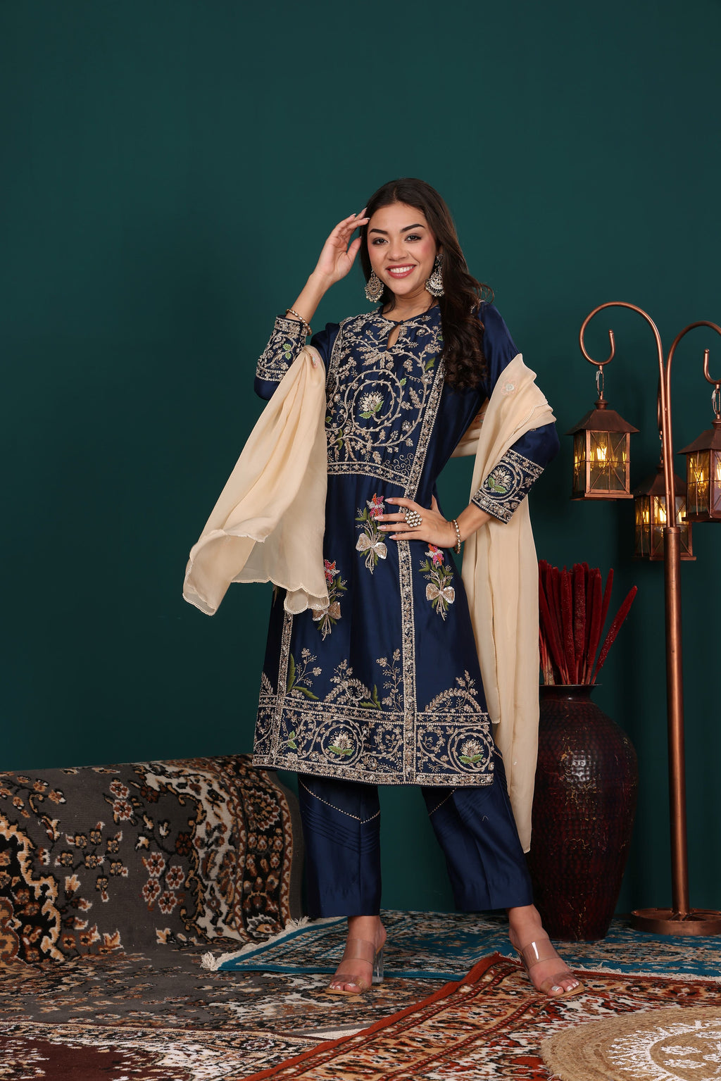 Midnight Blue Embroidered Set
