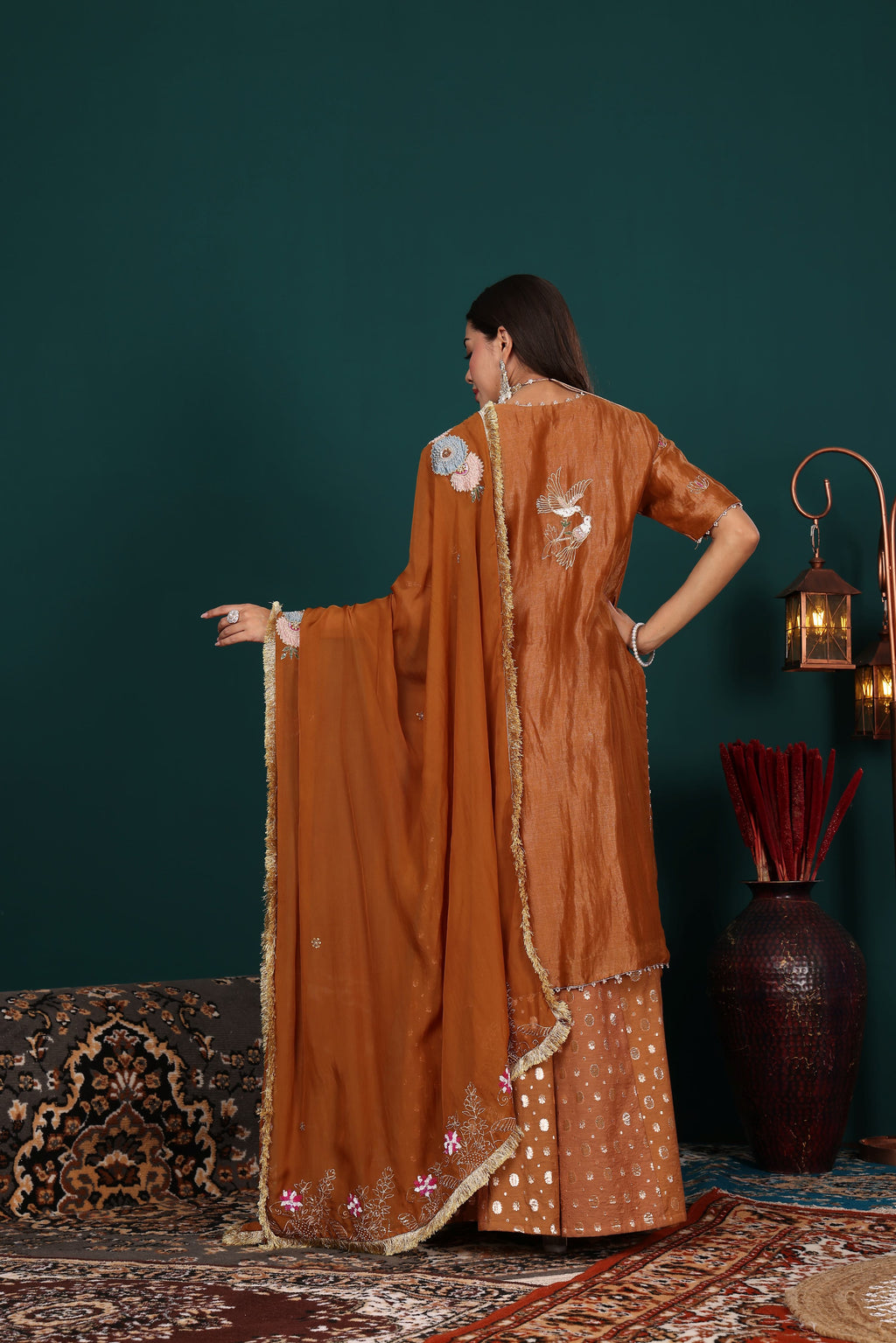 Saddle Brown kurta Sharara Set