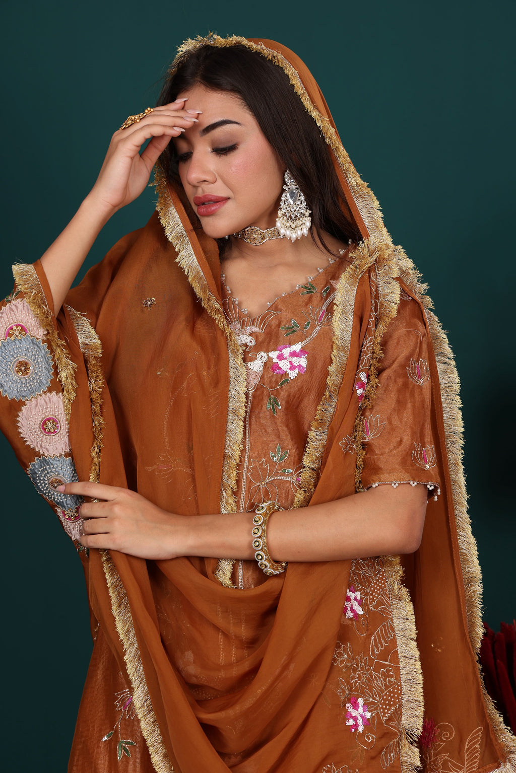 Saddle Brown kurta Sharara Set