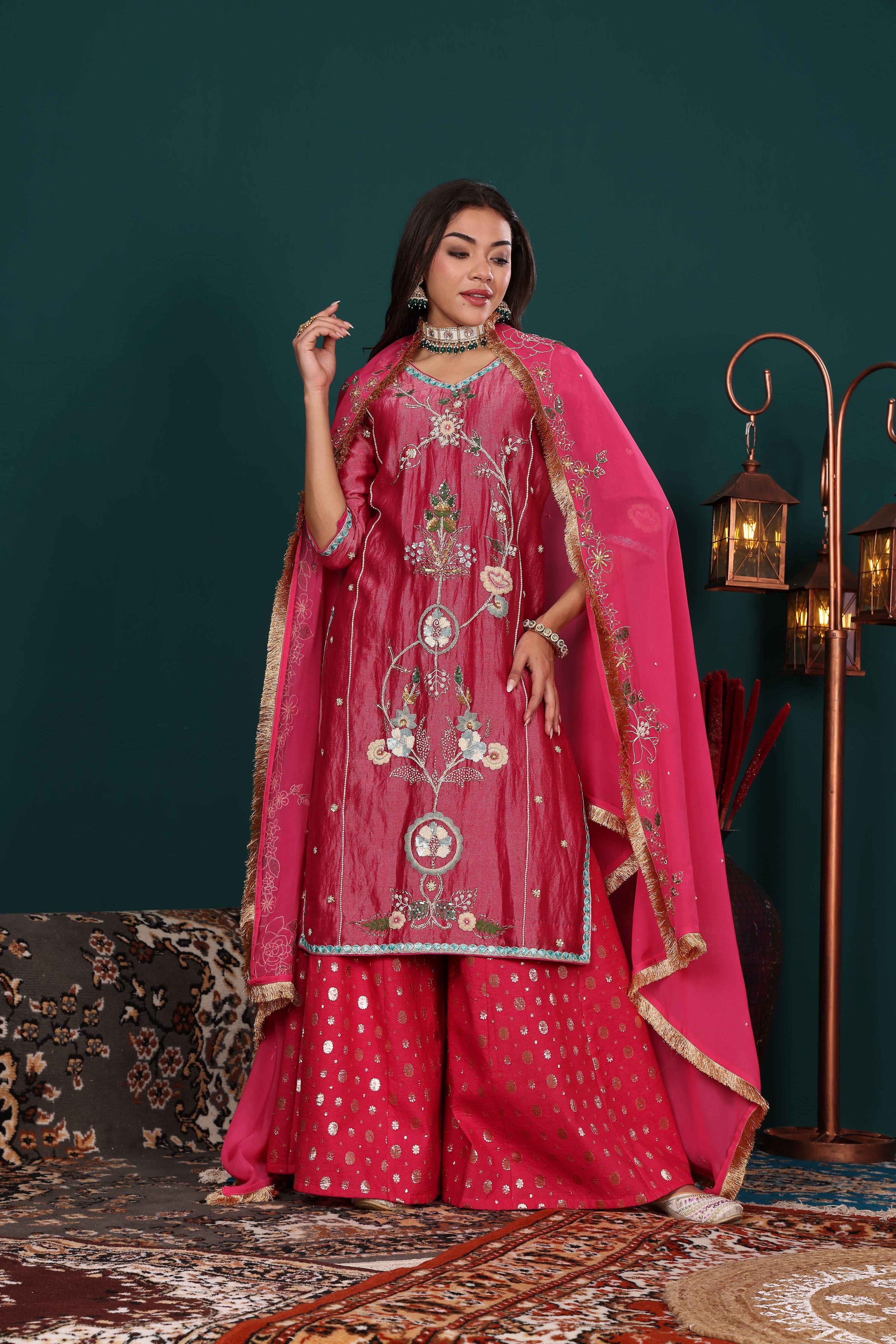 Rose Pink Sharara Set