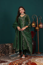 Sage Green Angrakha Anarkali set