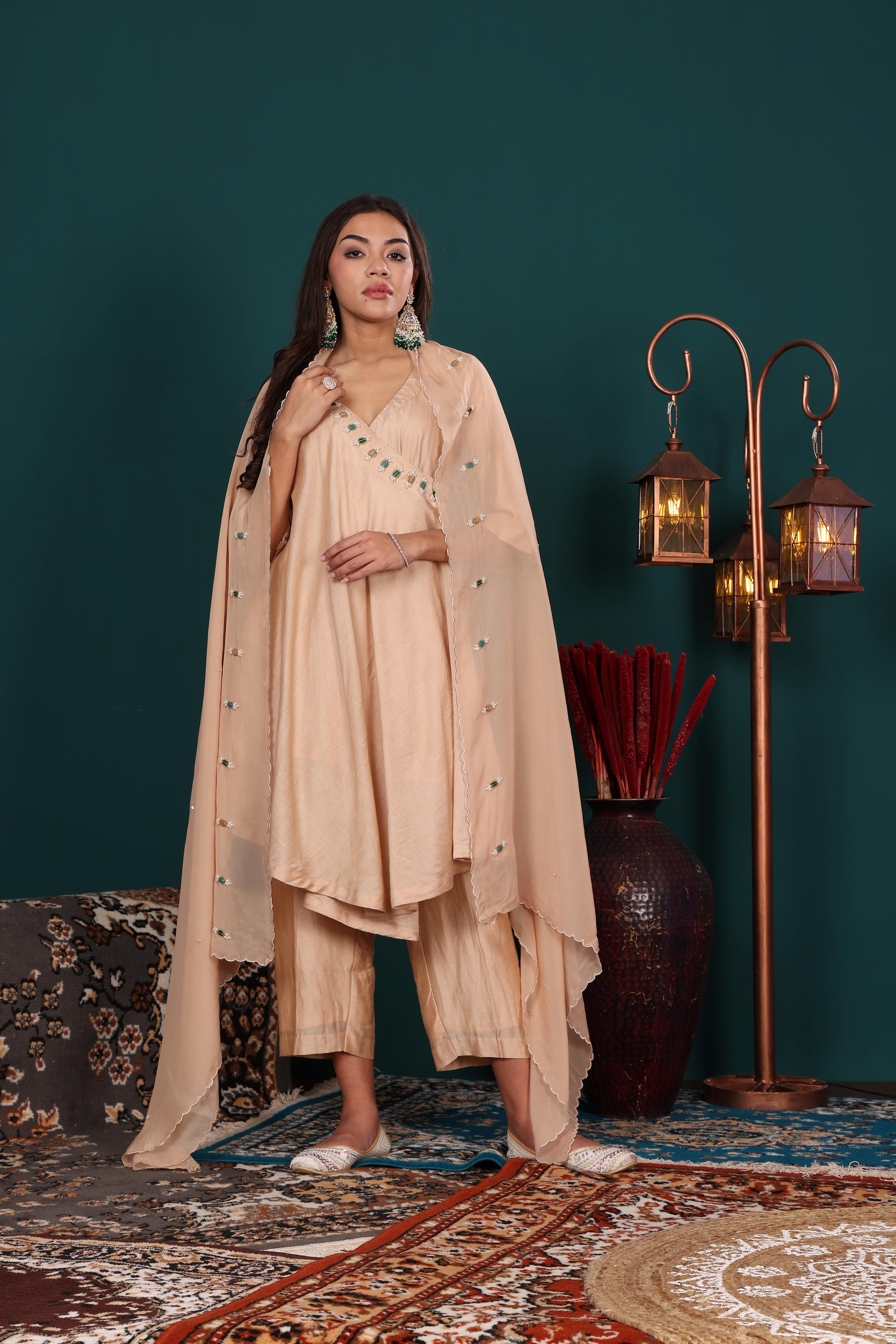 Ivory Gold Navratan Work kurta Set