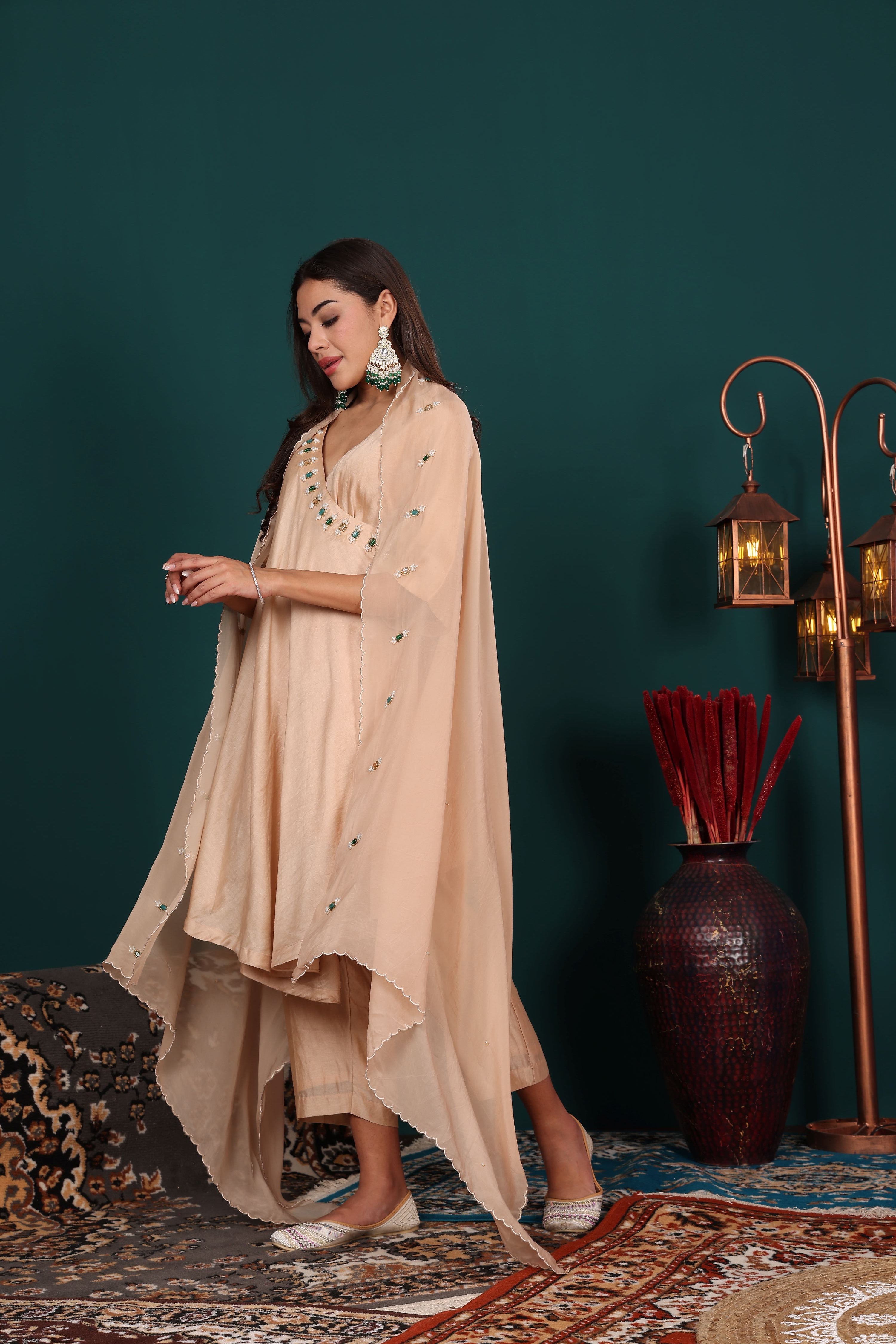 Ivory Gold Navratan Work kurta Set