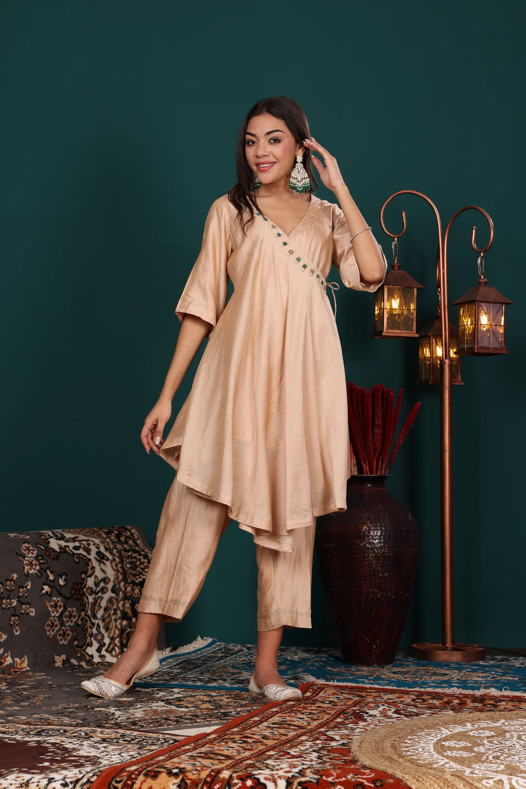 Ivory Gold Navratan Work kurta Set