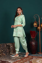 Mint Green Top Dhoti Set