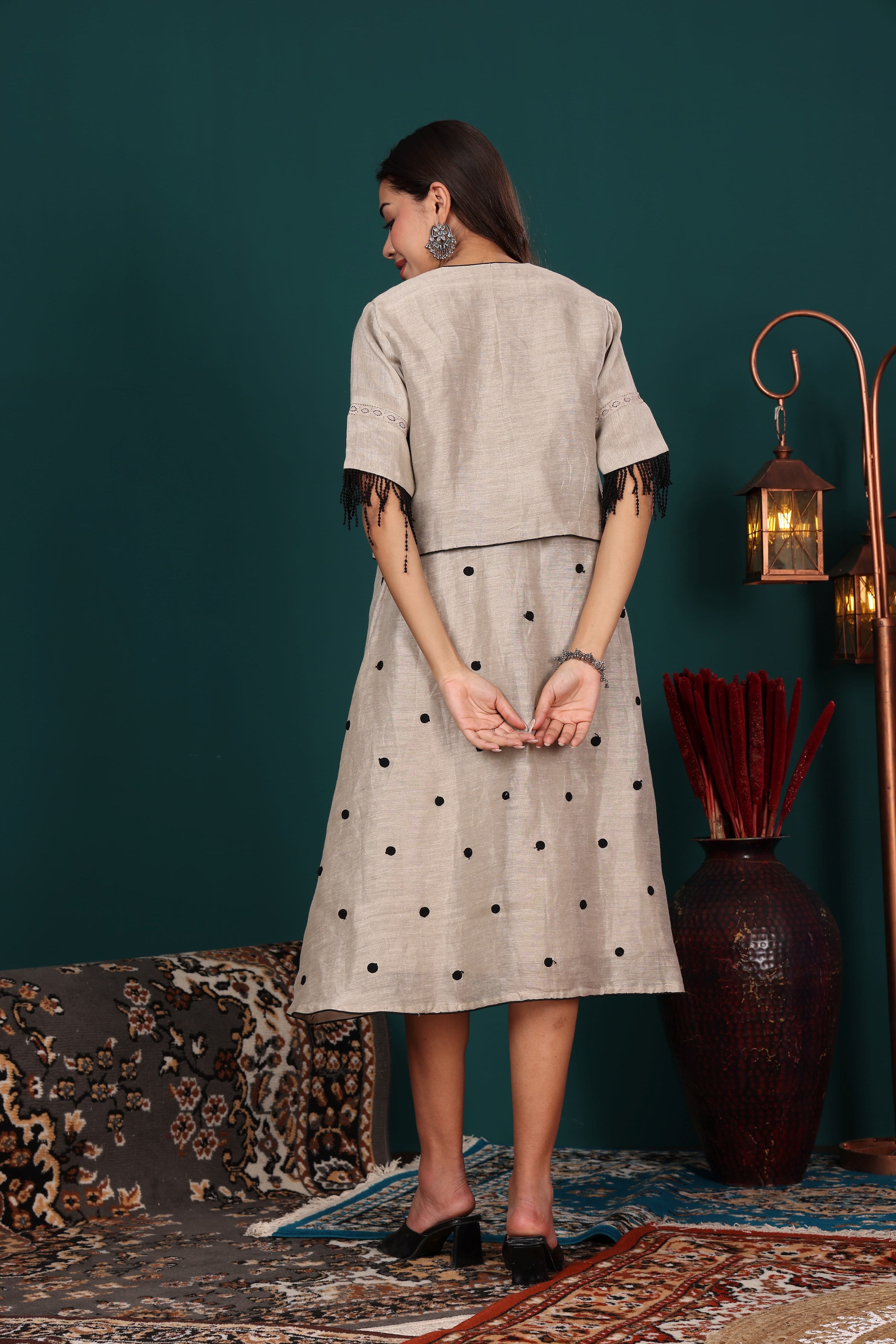 Khaki Koti Dress Set