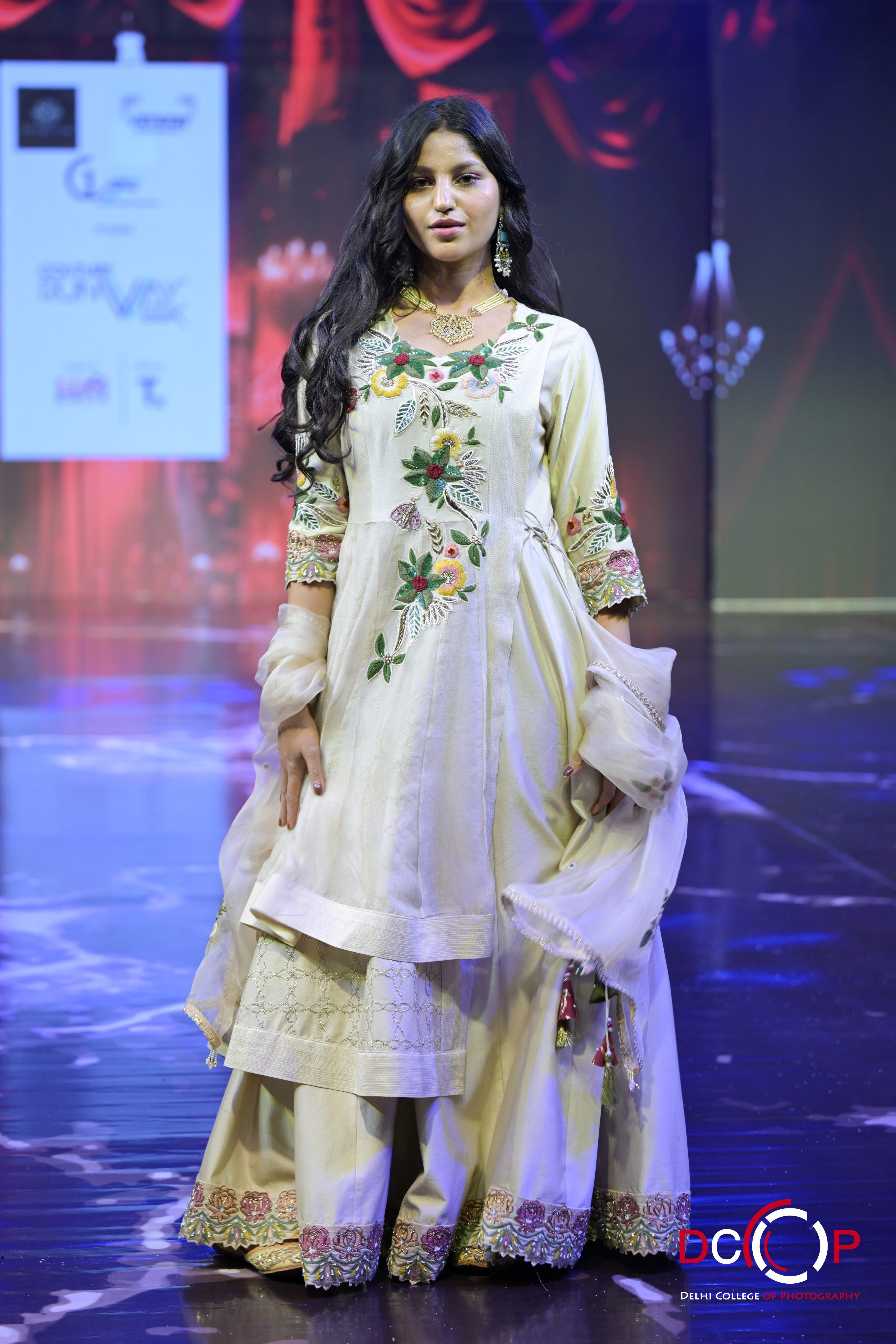Ivory Floral Kamal Anarkali Set