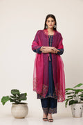 Multicolour Thread Organza Kurta Set