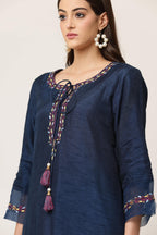 Multicolour Thread Organza Kurta Set