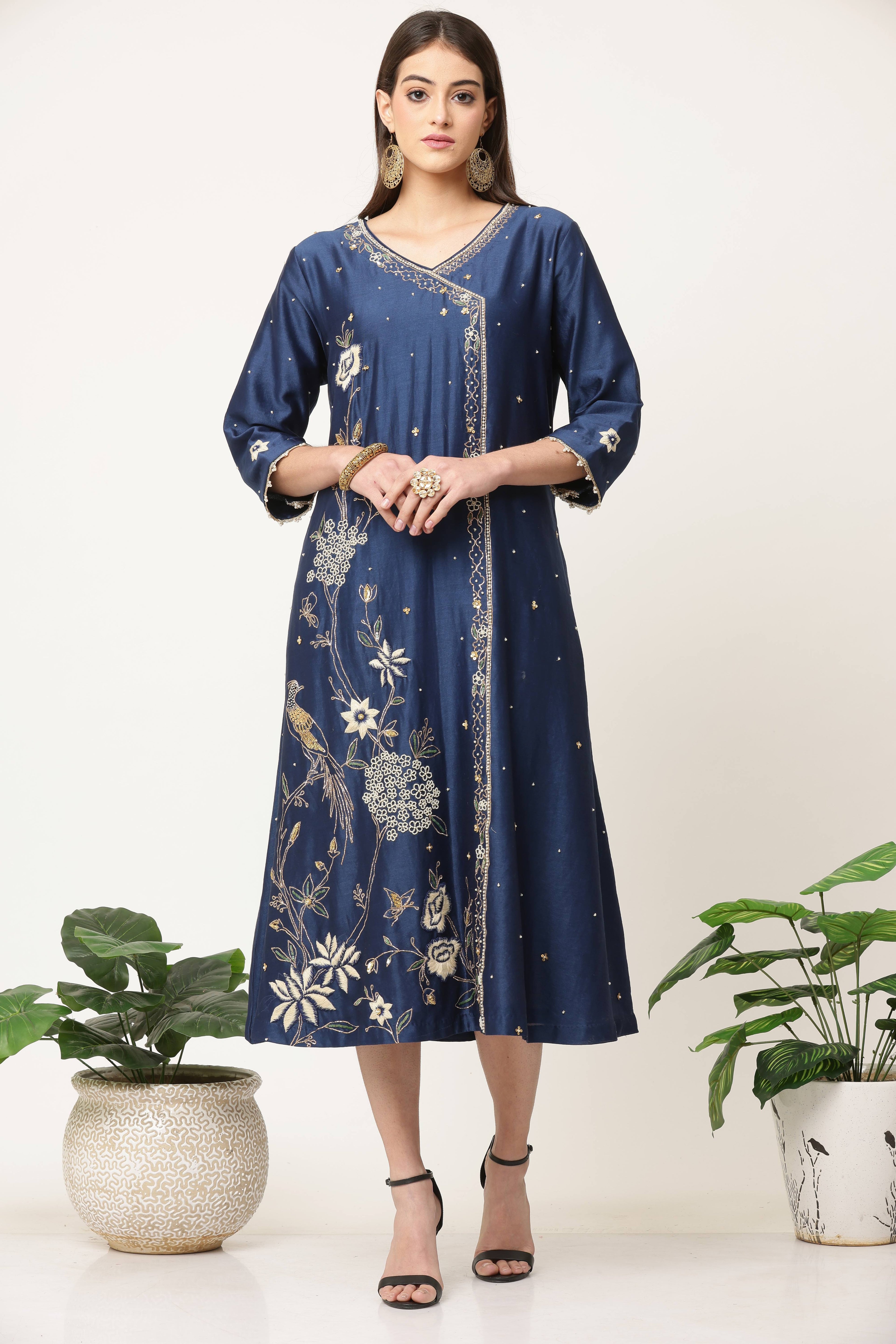 Indigo Blue Bird Moti dress