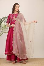 Elegant Pink Embroidered sharara Set