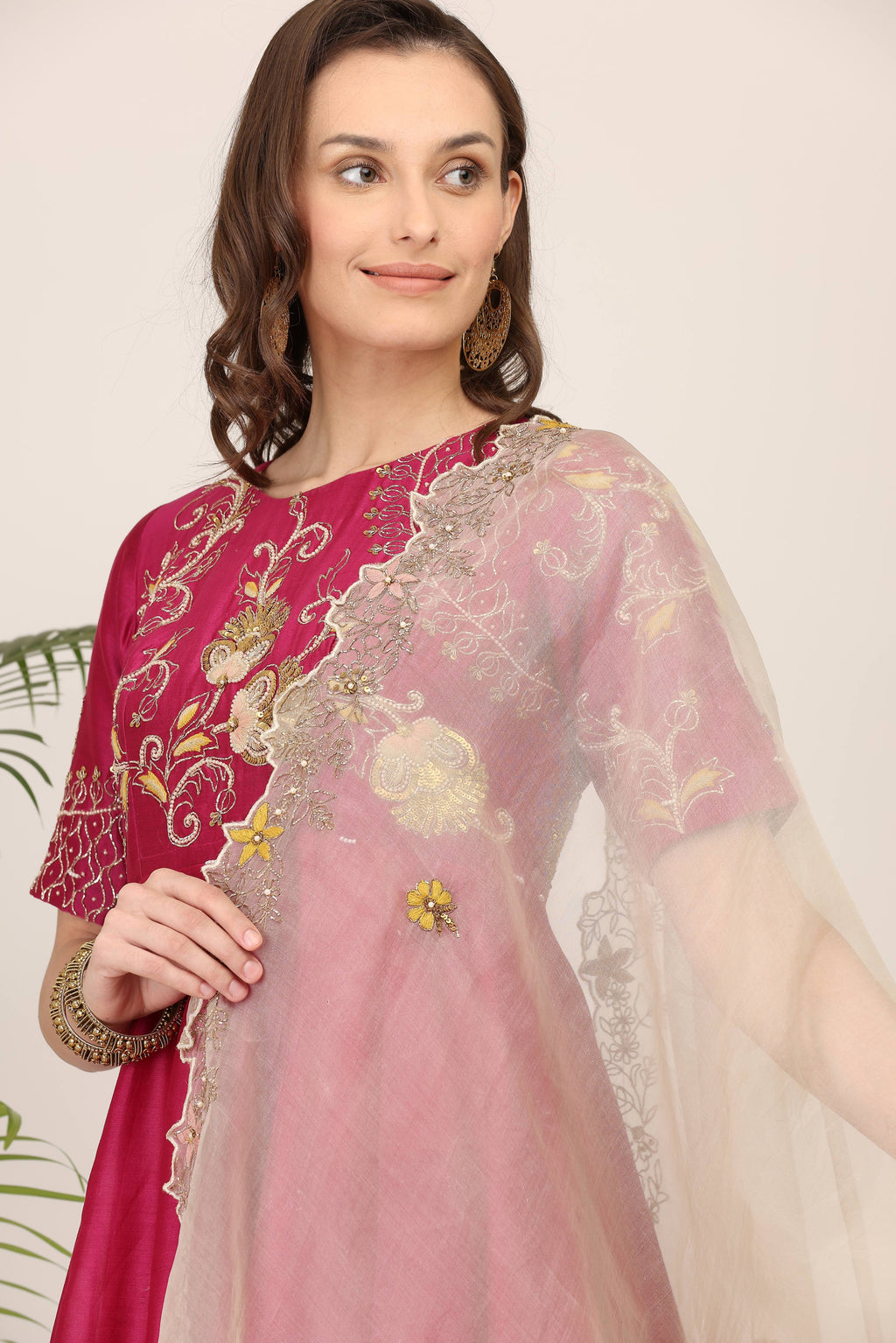 Elegant Pink Embroidered sharara Set