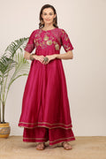 Elegant Pink Embroidered sharara Set