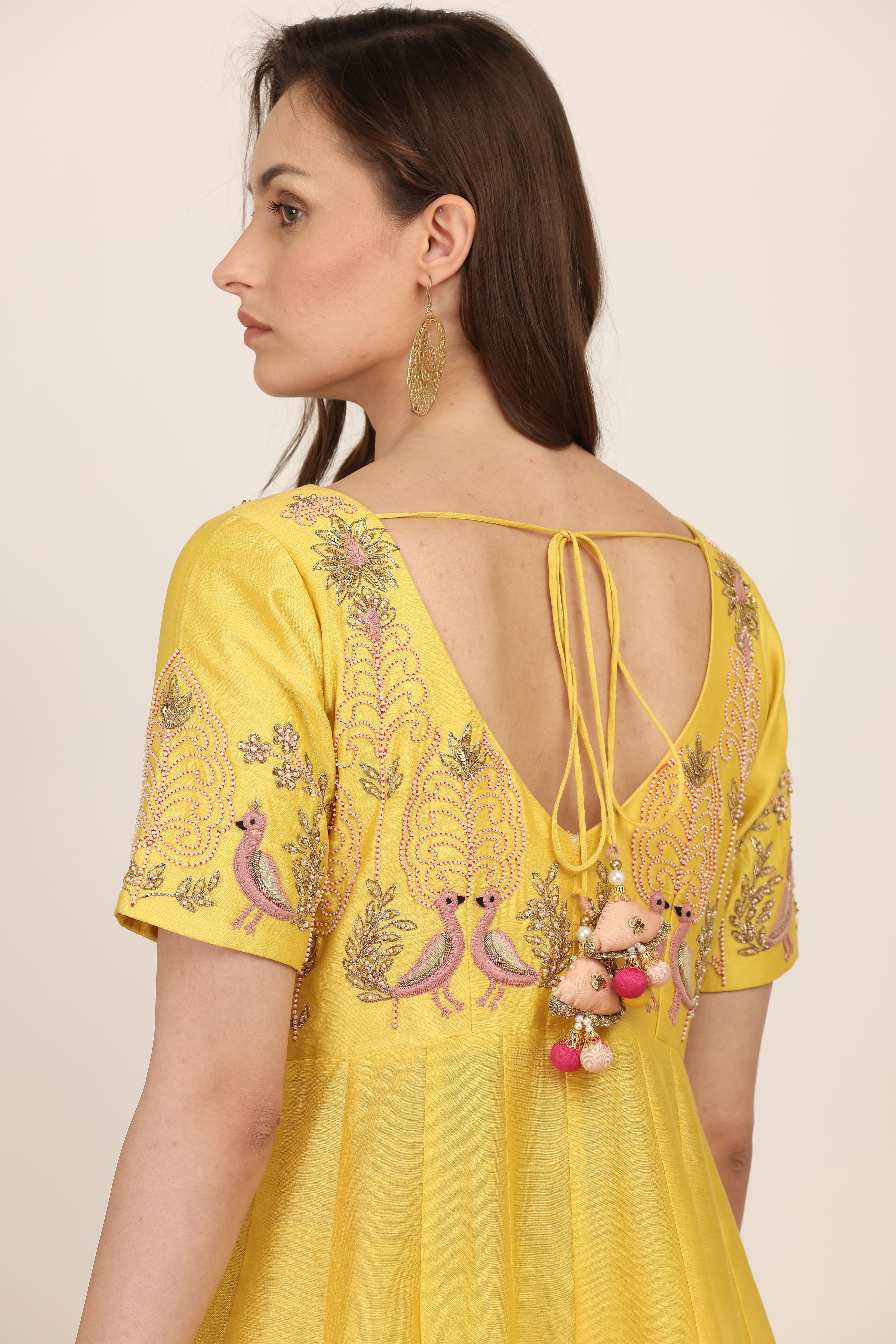 Sunlit Yellow Front-Open Anarkali set