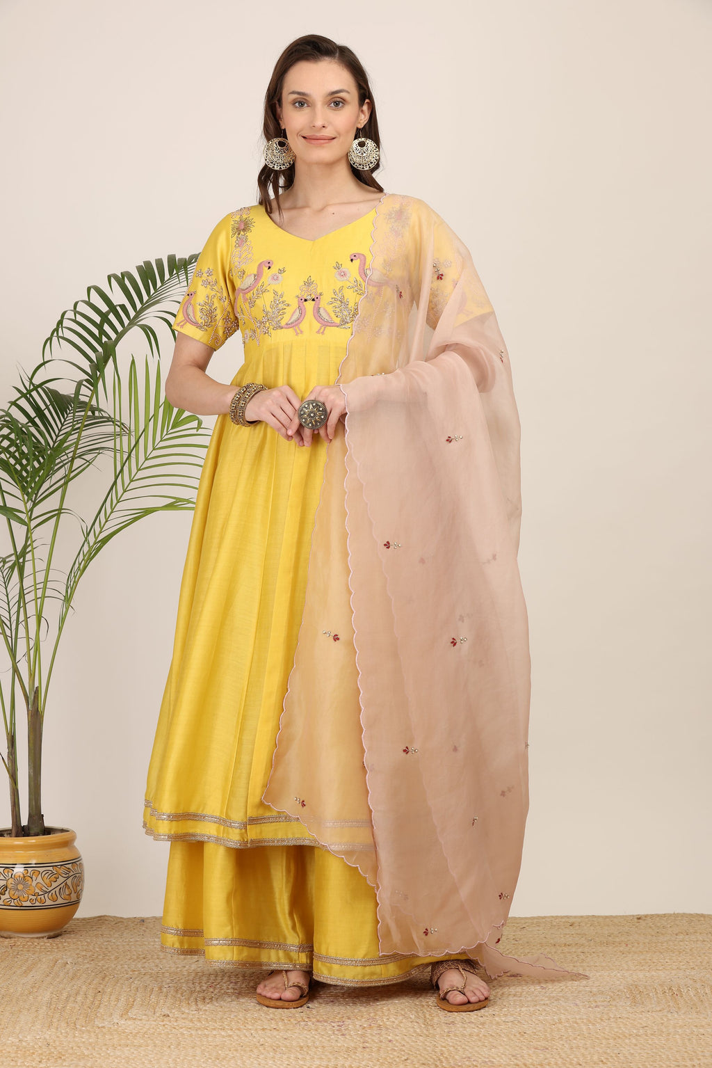 Sunlit Yellow Front-Open Anarkali set