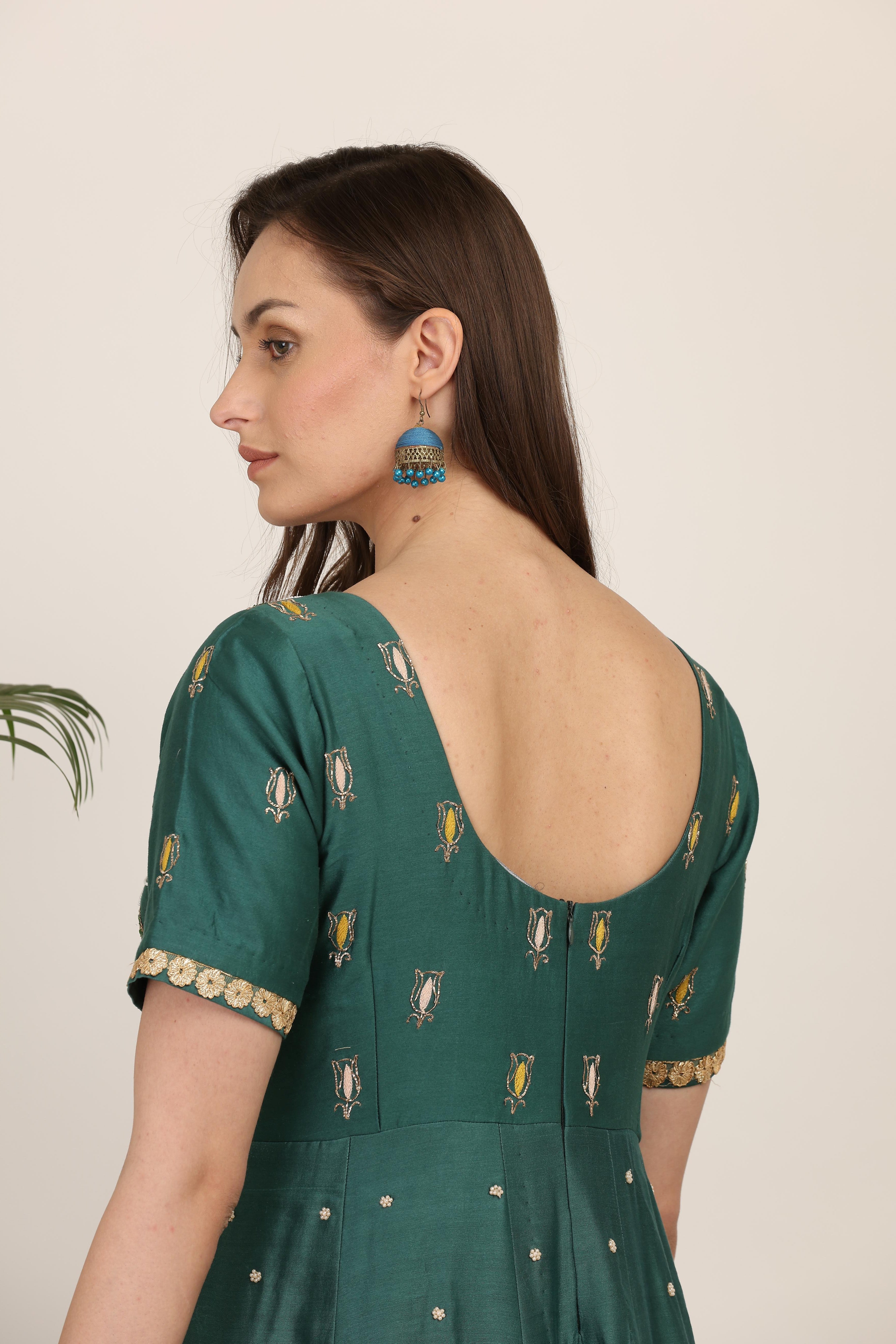 Emerald Green Embroidered Anarkali