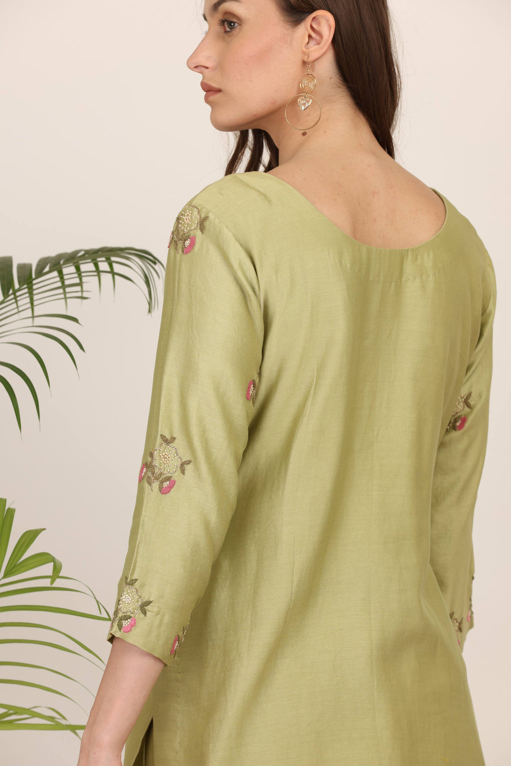 Pistachio Green  Embroidered Kurta Set