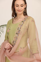Pistachio Green  Embroidered Kurta Set