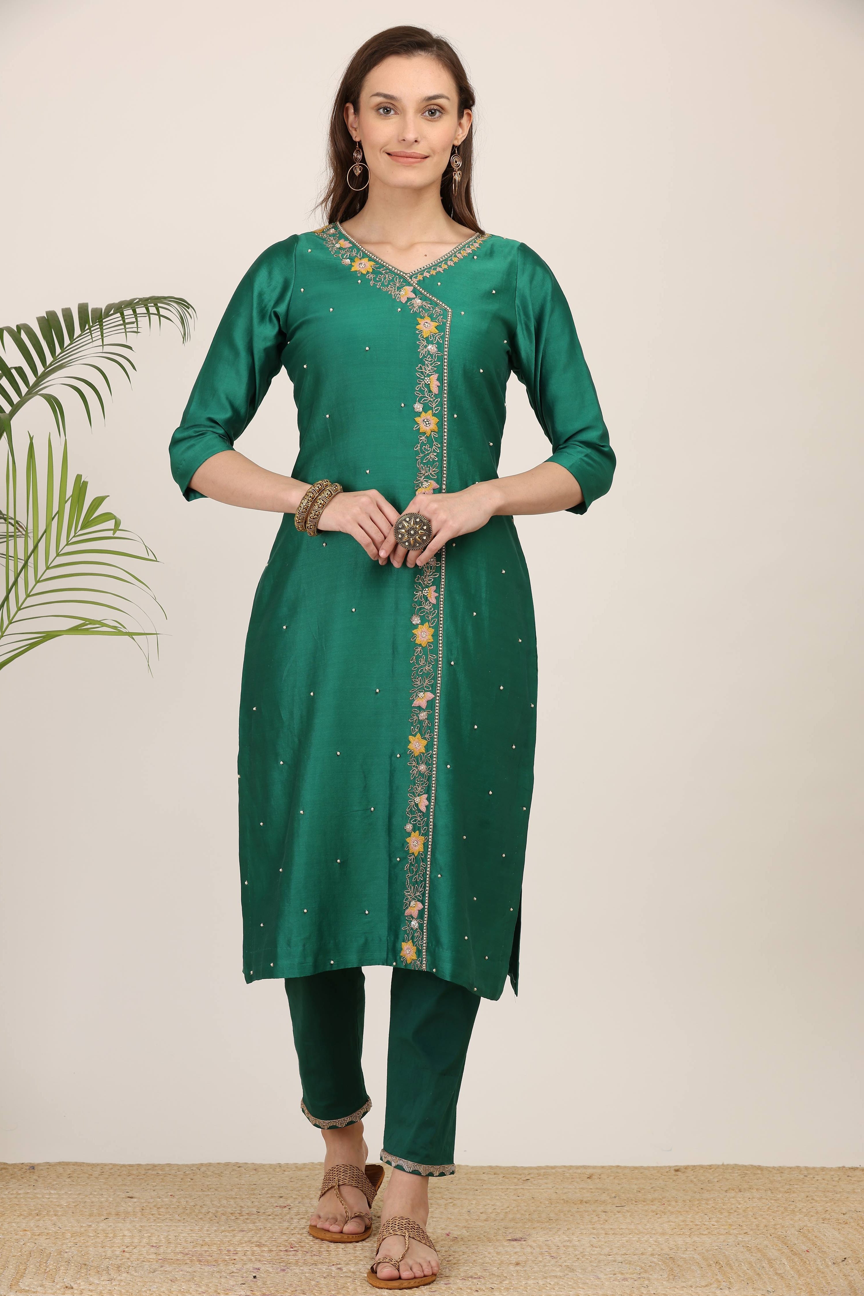 Emerald Grace Embroidered Kurta Set