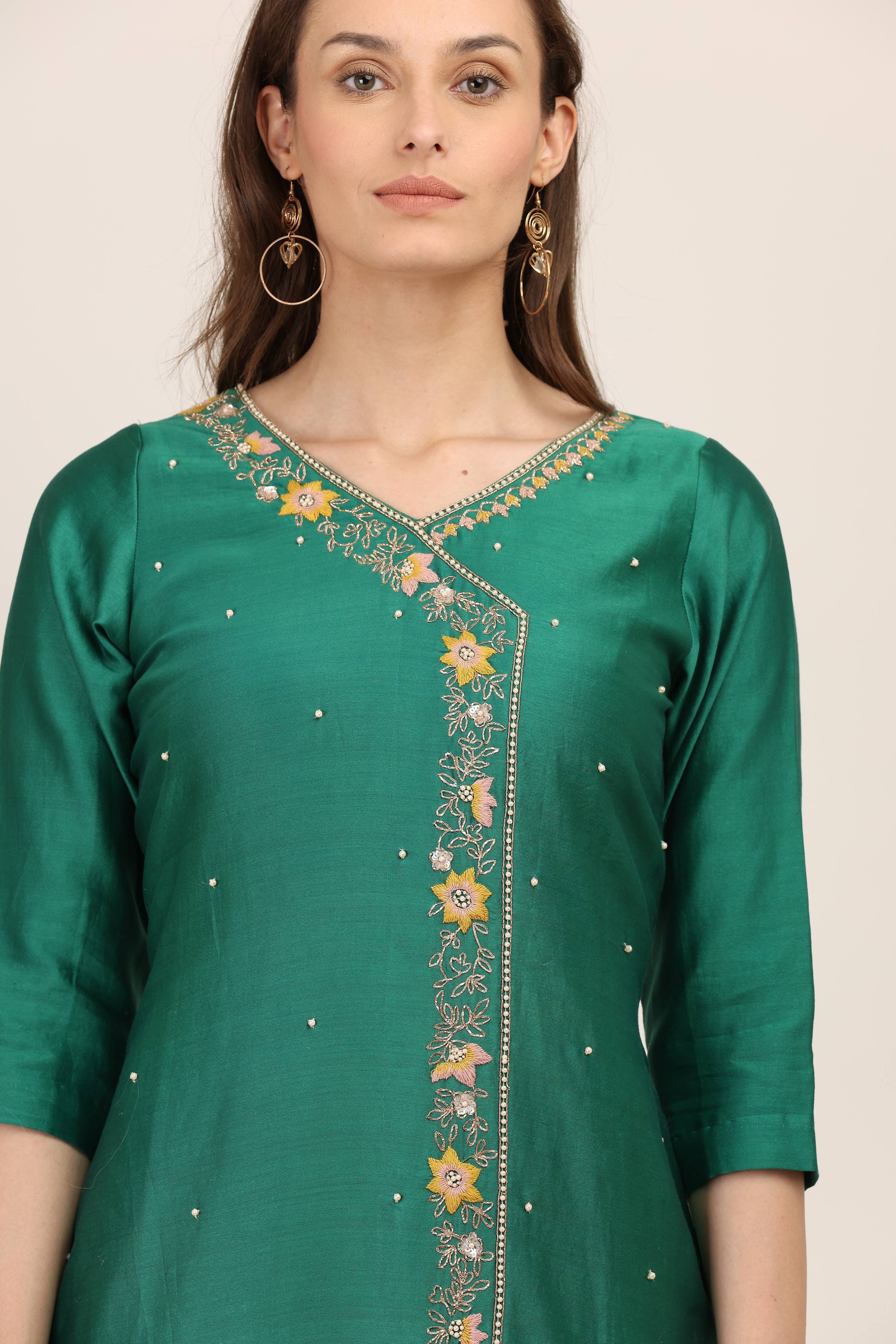 Emerald Grace Embroidered Kurta Set