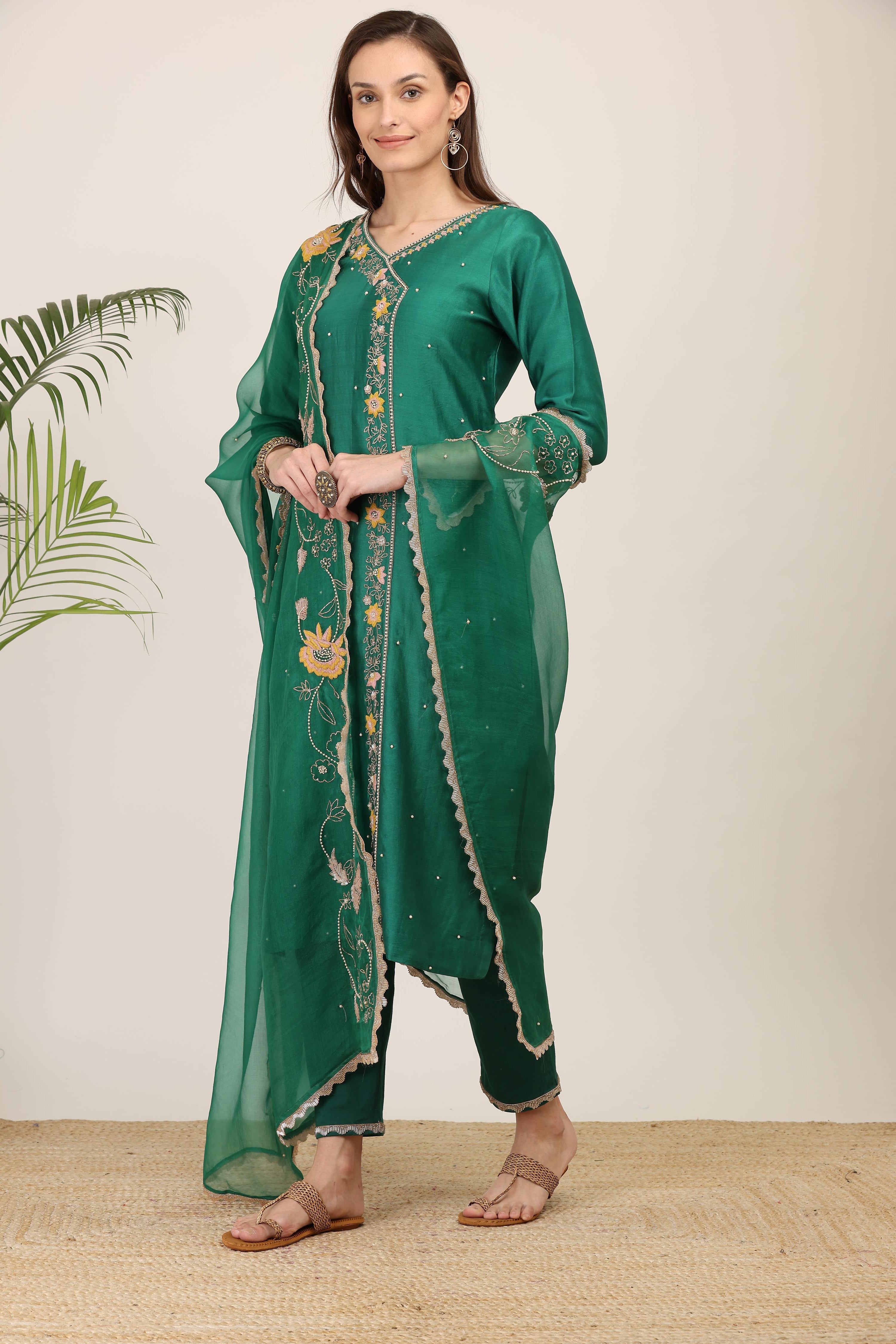 Emerald Grace Embroidered Kurta Set