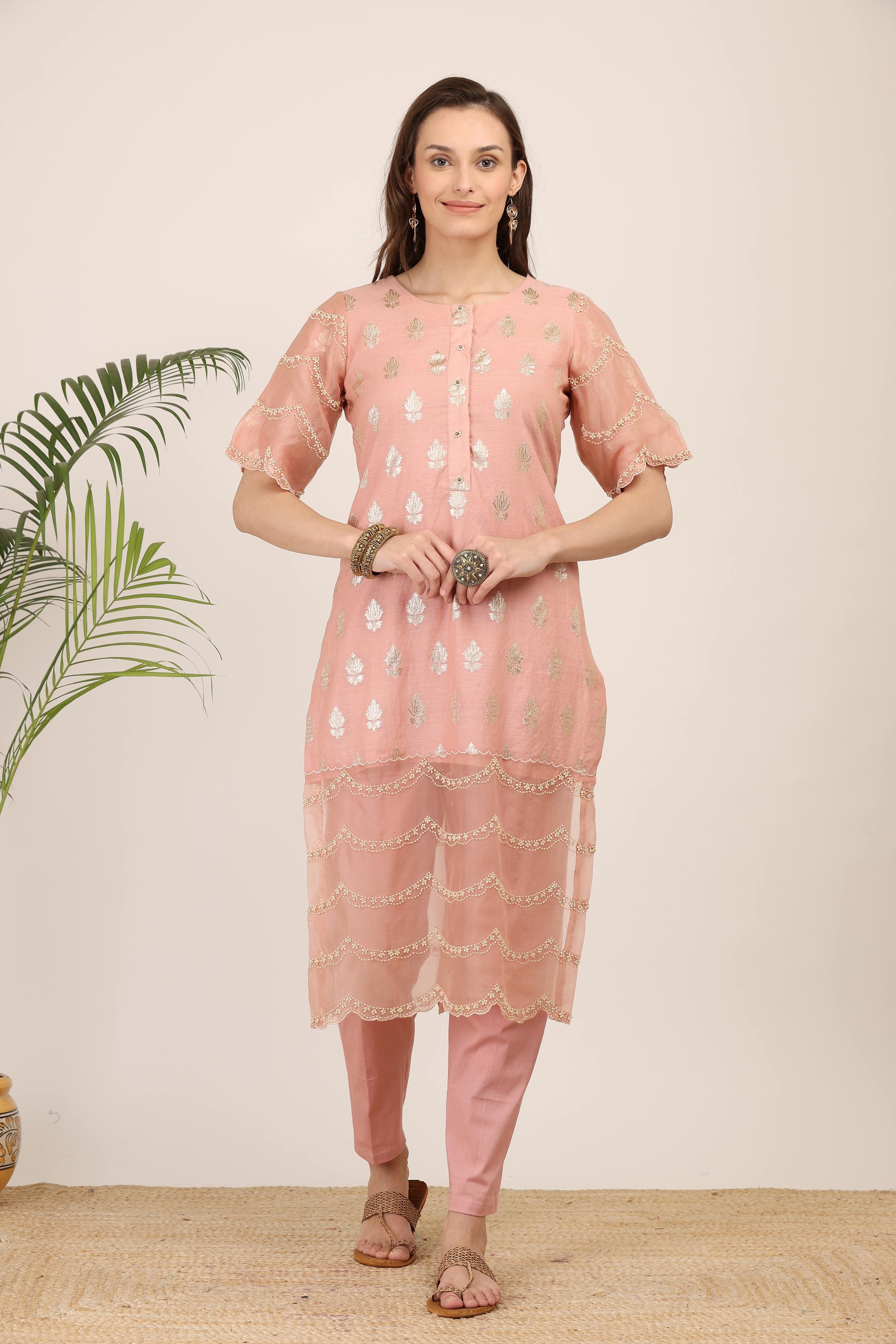 Blush Petal Embroidered Kurta Set