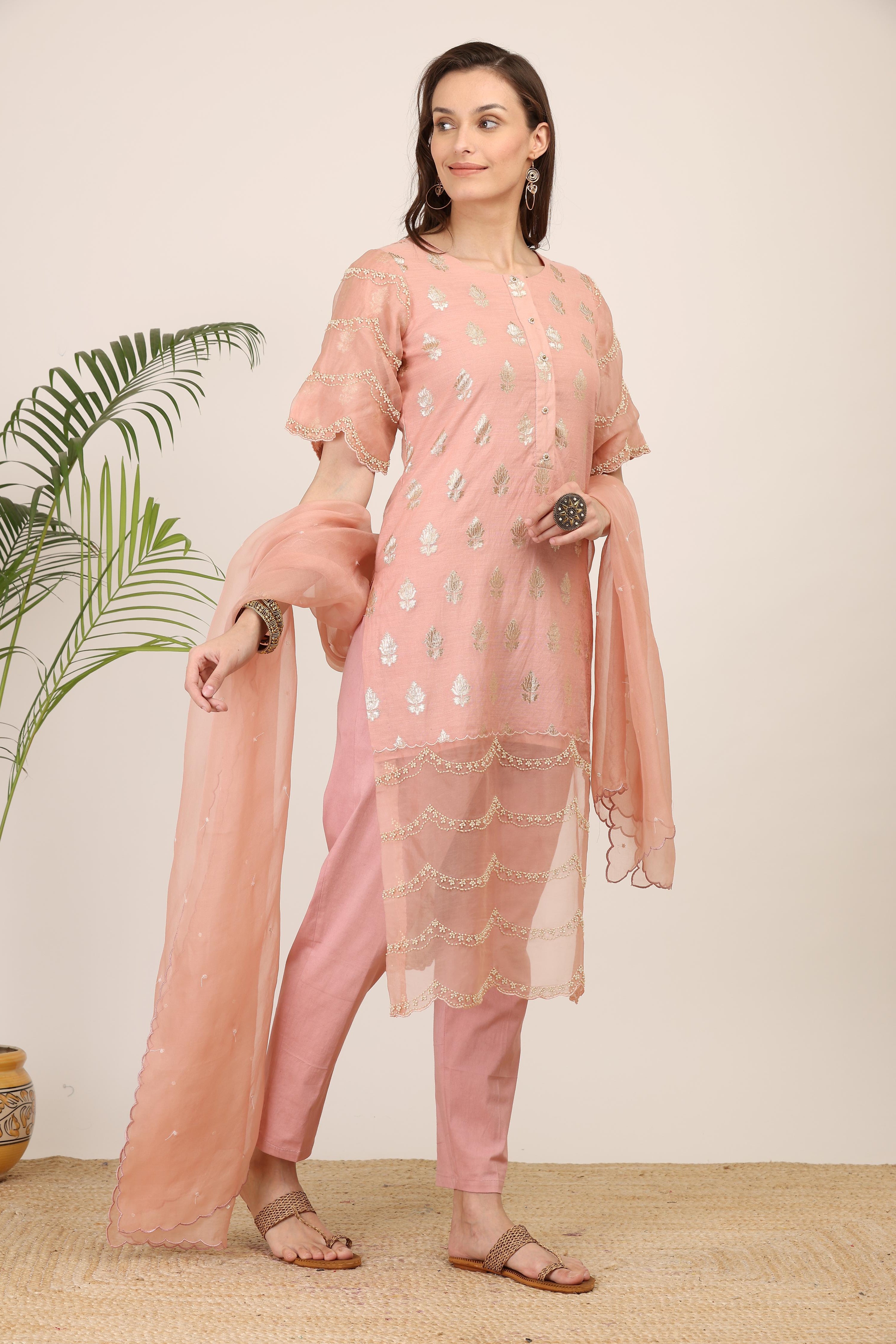 Blush Petal Embroidered Kurta Set