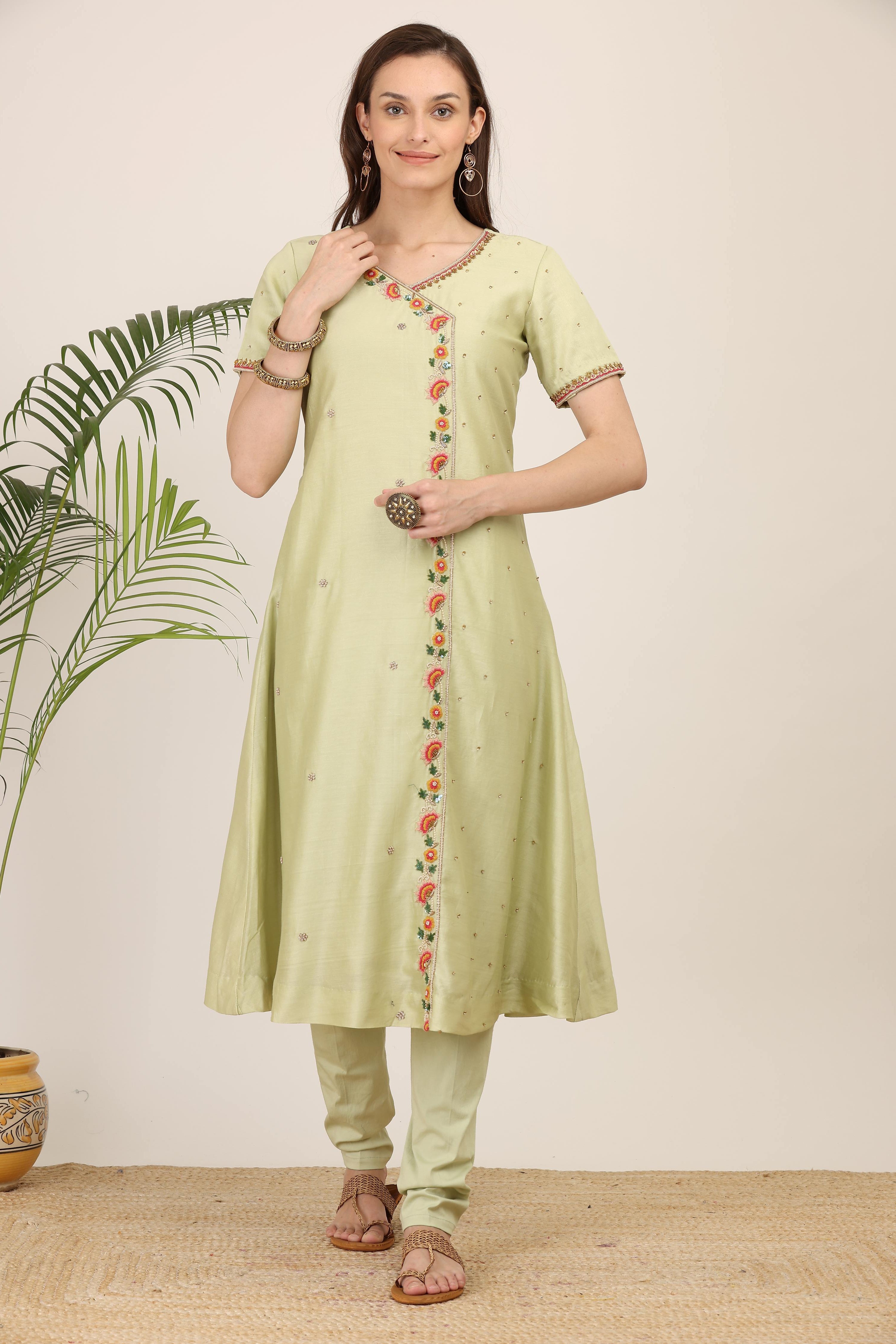 Graceful Pastel Green Embroidered Kurta Set