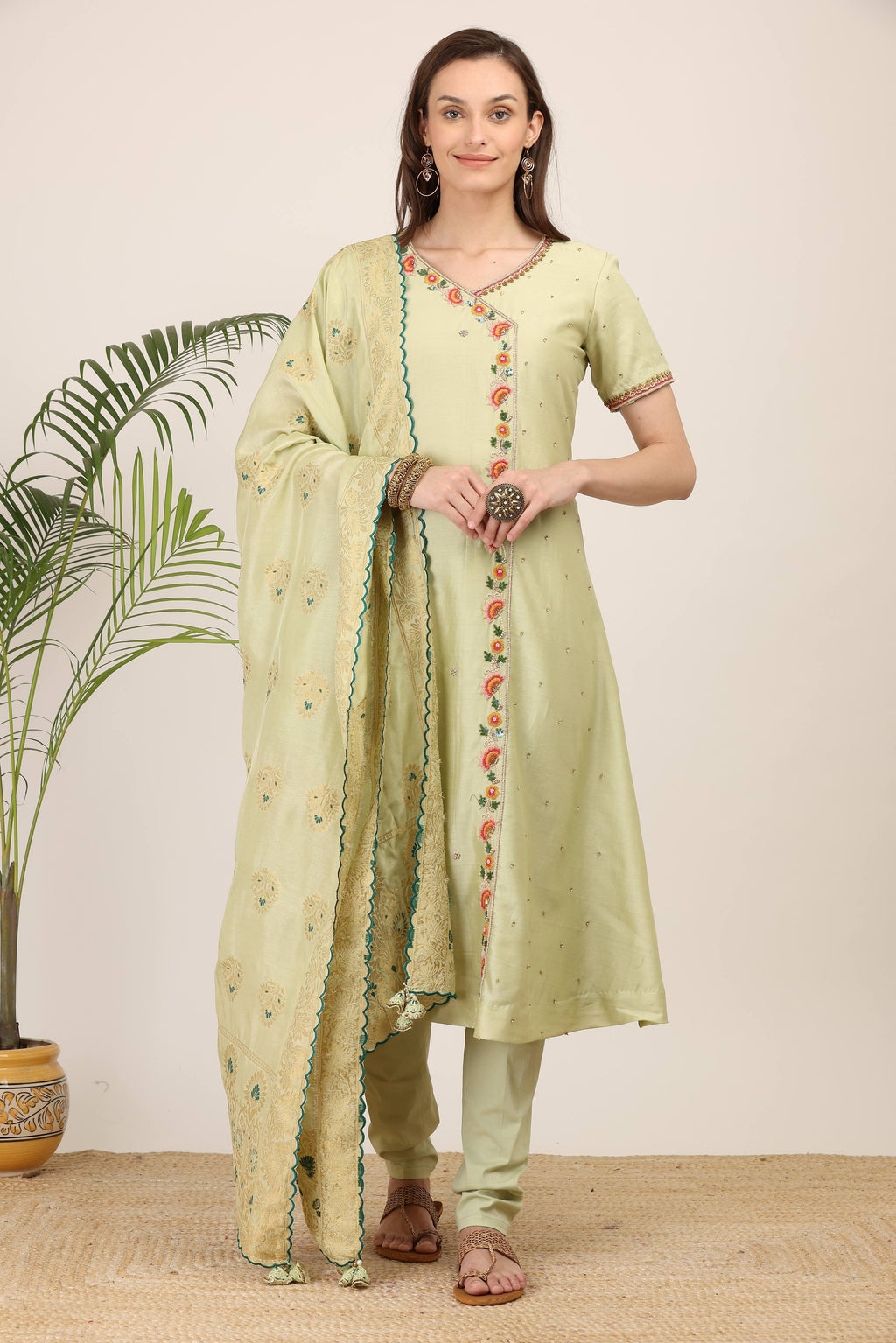 Graceful Pastel Green Embroidered Kurta Set