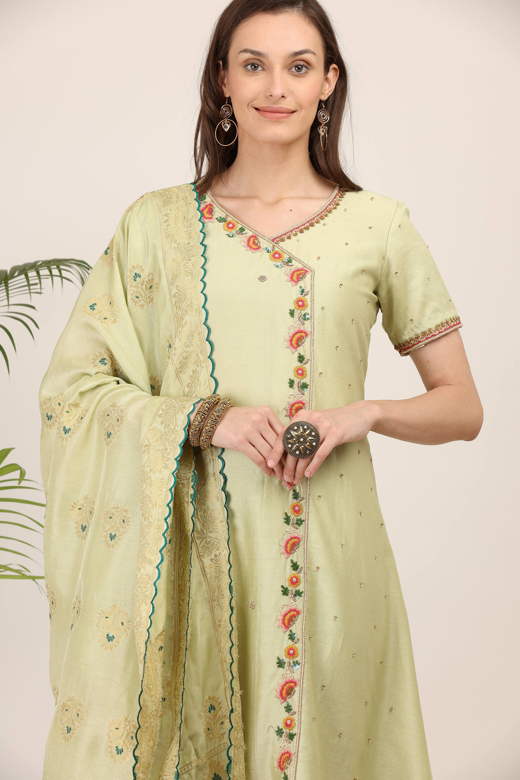 Graceful Pastel Green Embroidered Kurta Set