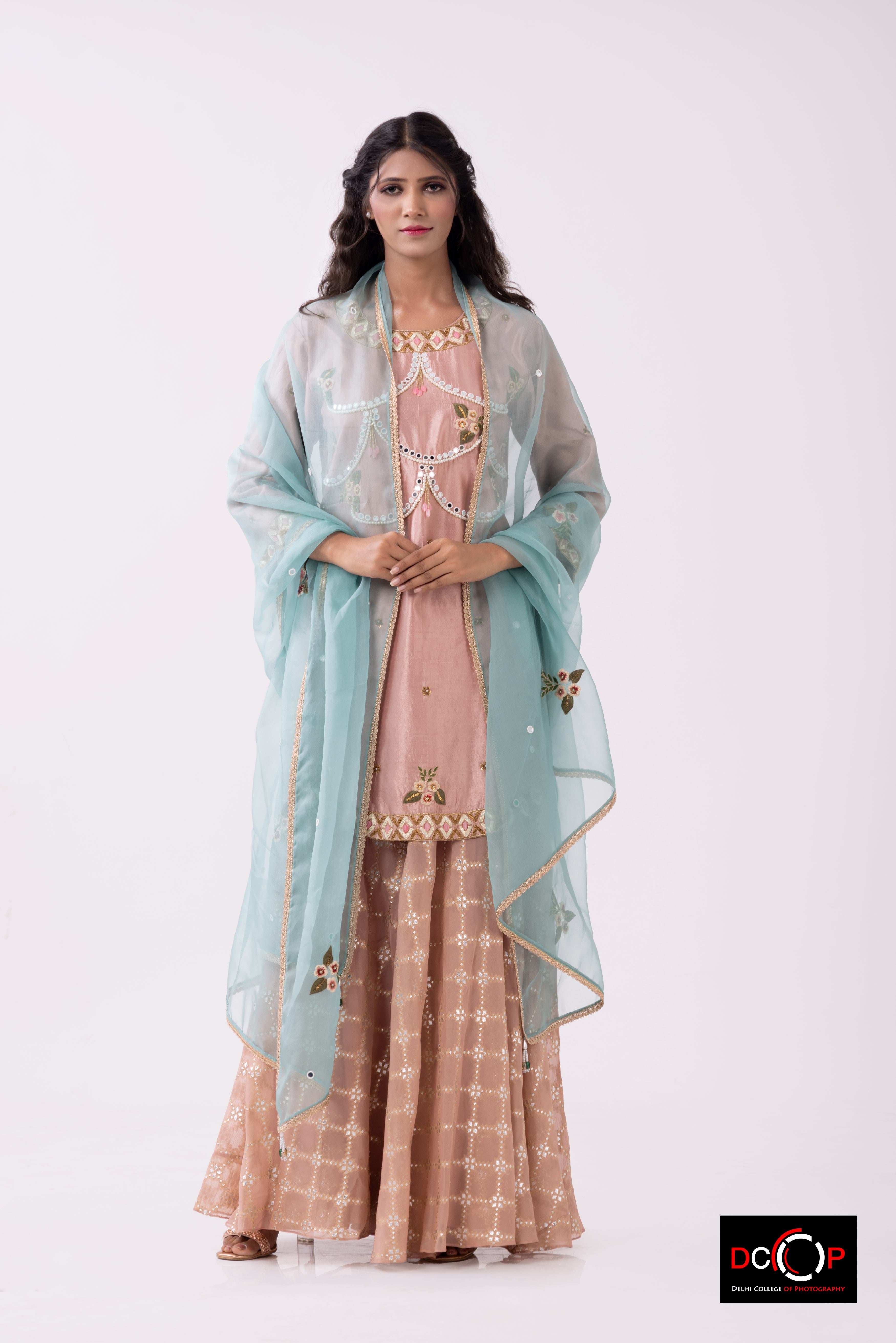 Peach Blossom Royal Sharara Set