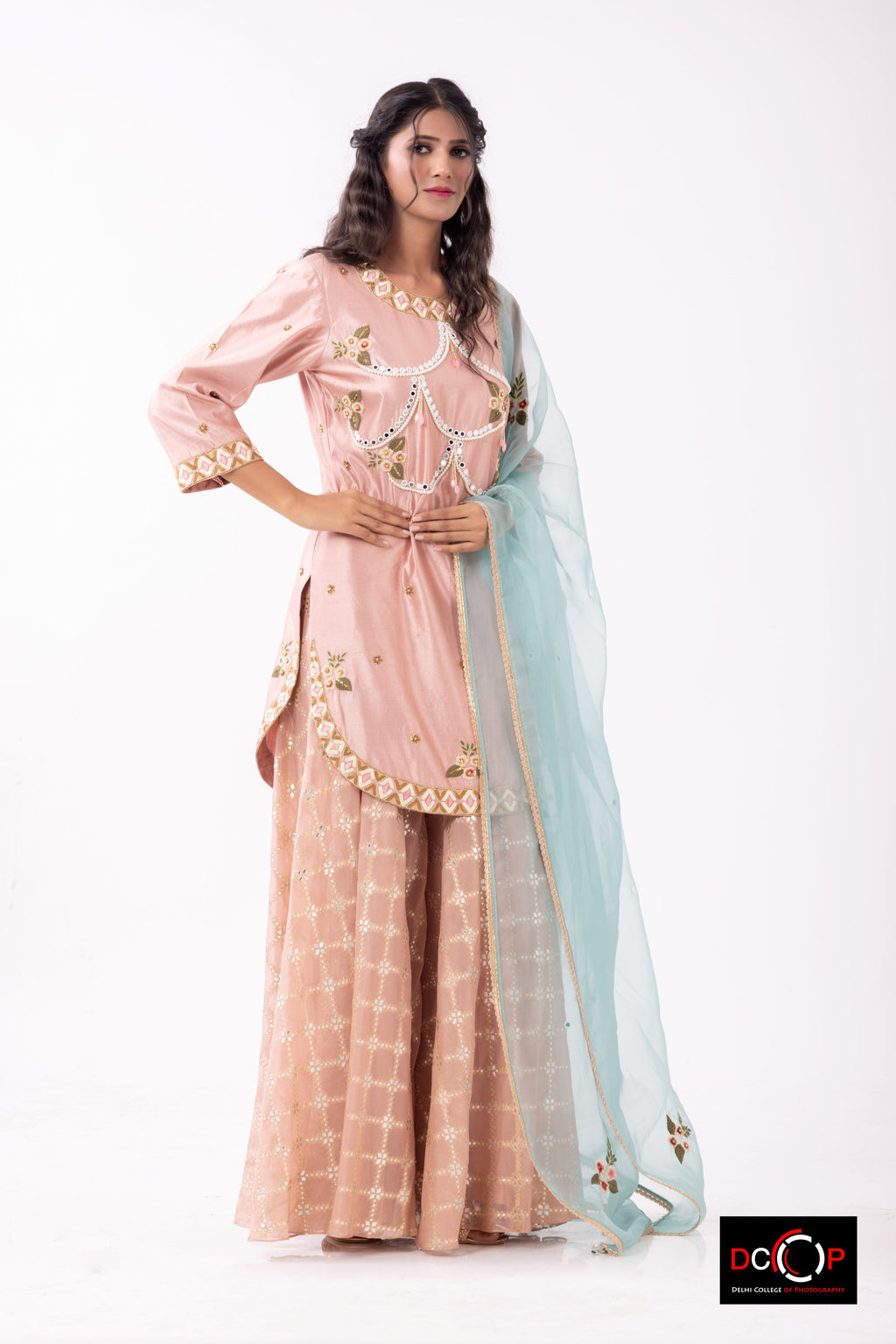 Peach Blossom Royal Sharara Set