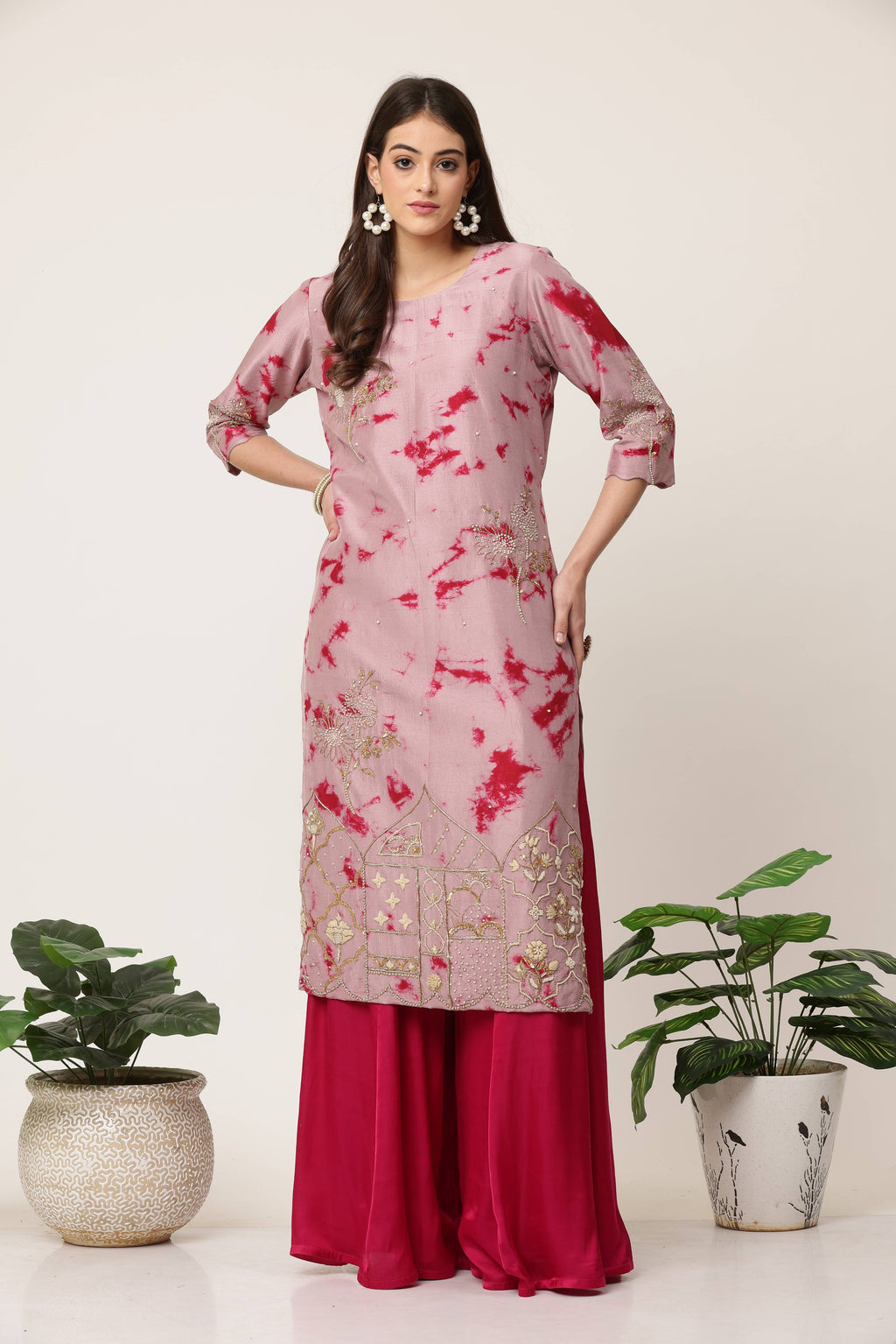Rani Pink Moti Pink Sharara Set