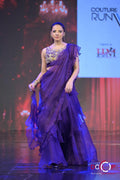 Purple Ruffle Saree with Embroidered Blouse