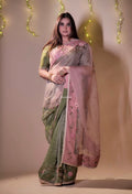 Olive Blush Whisper Tissue Organza Saree