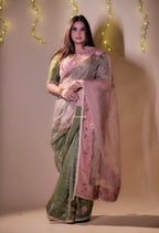 Olive Blush Whisper Tissue Organza Saree