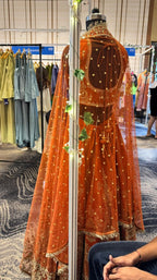 Elegant Rust Orange Embroidered Lehenga Set