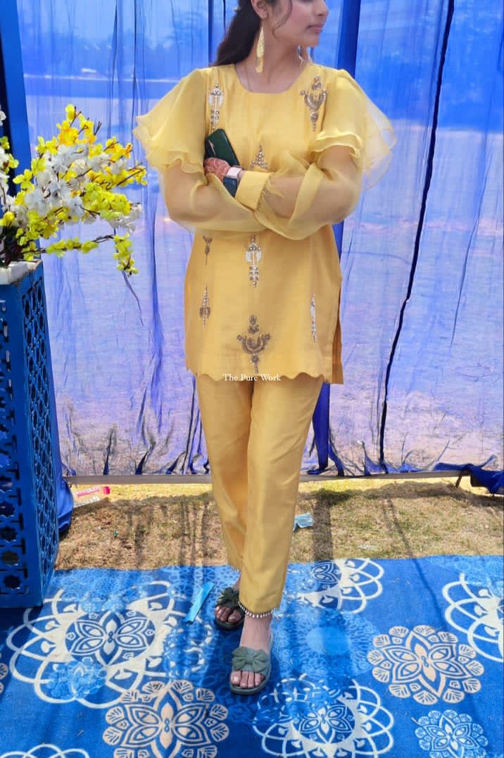 Sunshine Yellow Kundan Co-ord set