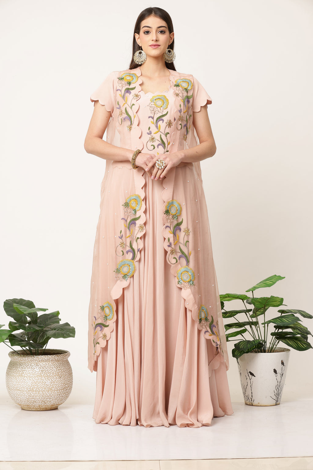 Blush Pink Cape Jacket Set