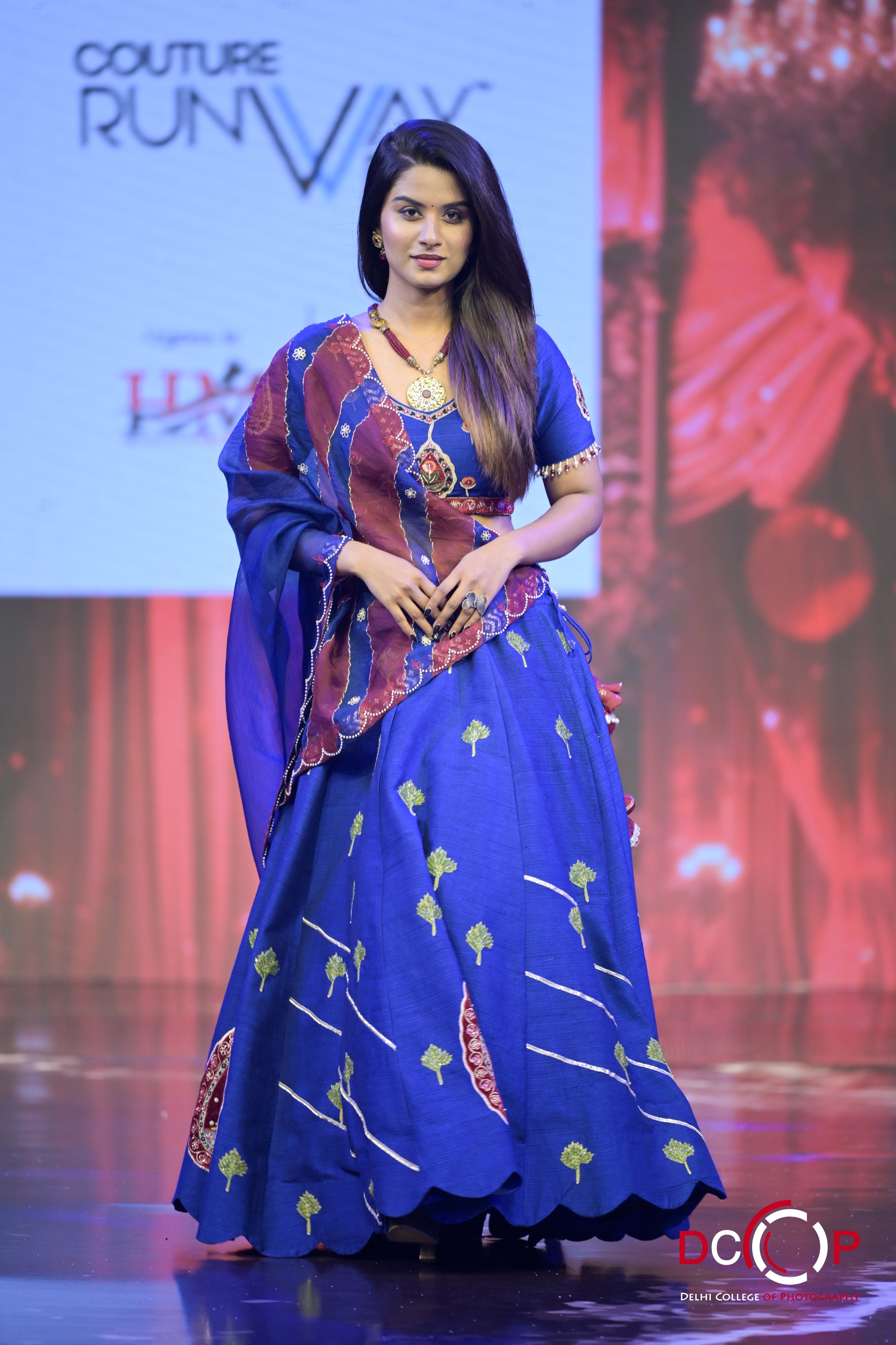 Ink Blue Peepal Patti Lehenga set