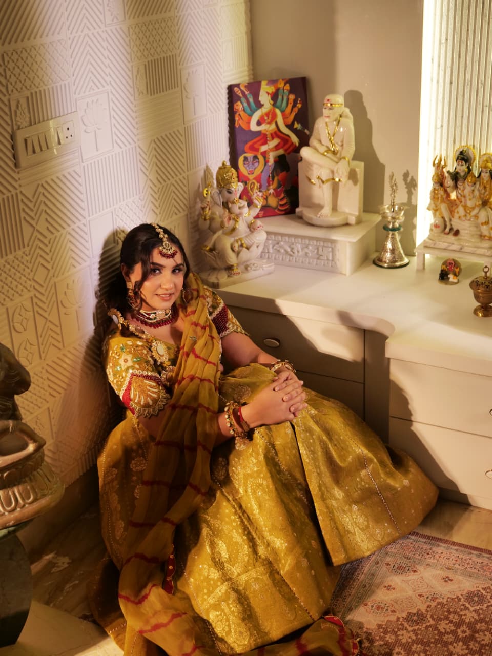 Olive Green Swarna Devika Applique Lehenga set