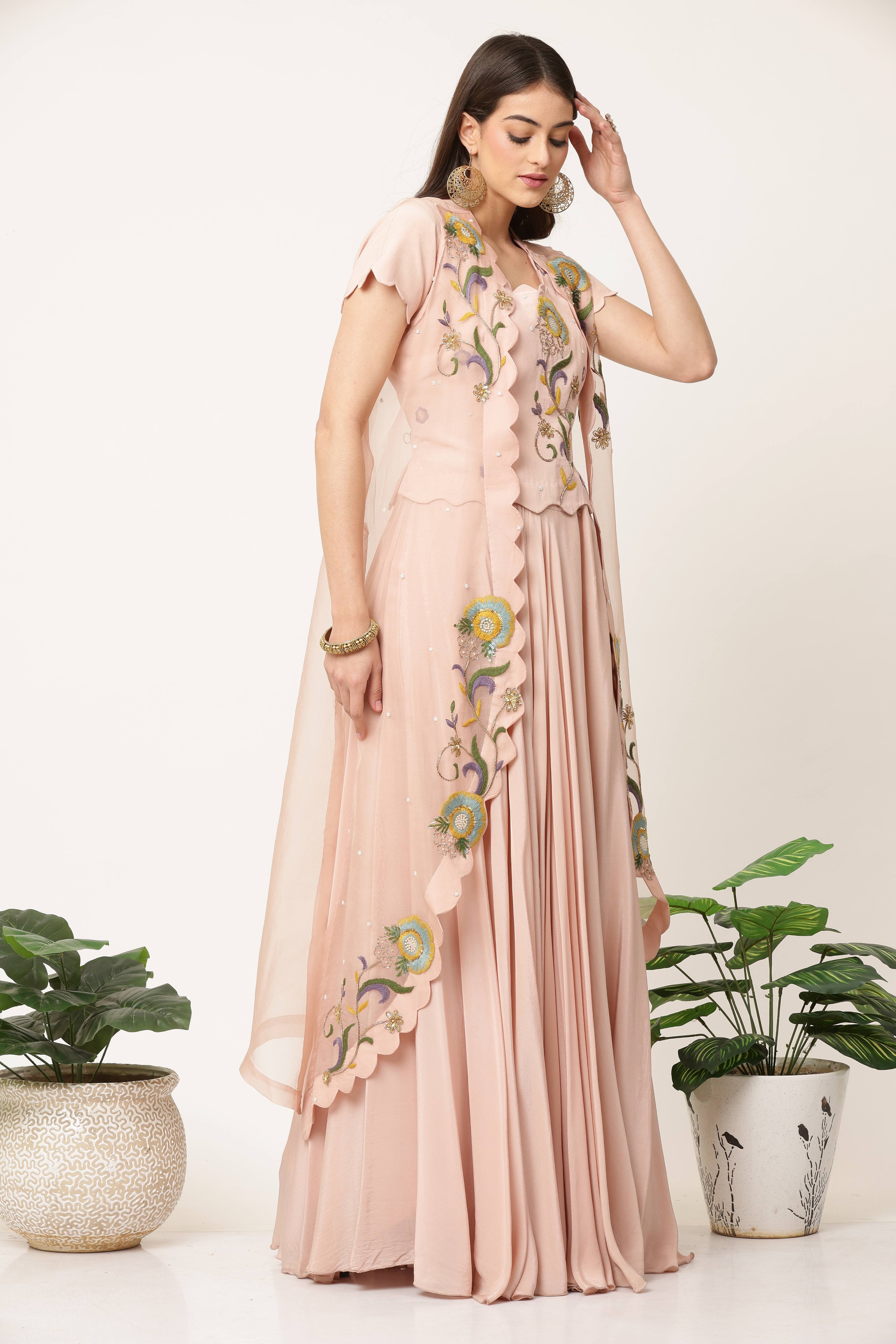Blush Pink Cape Jacket Set