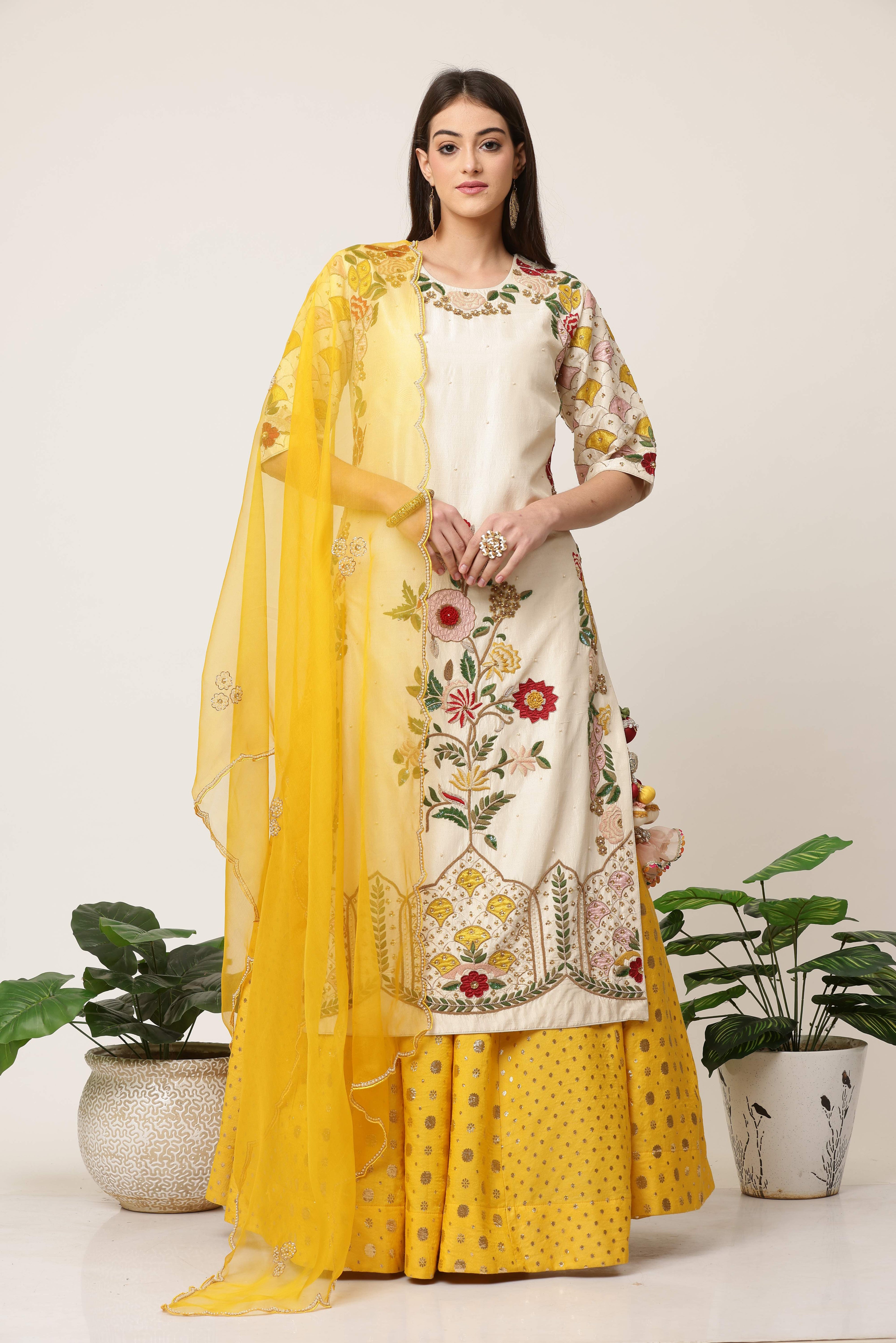 Sunlight Floral Kurta Lehenga Set