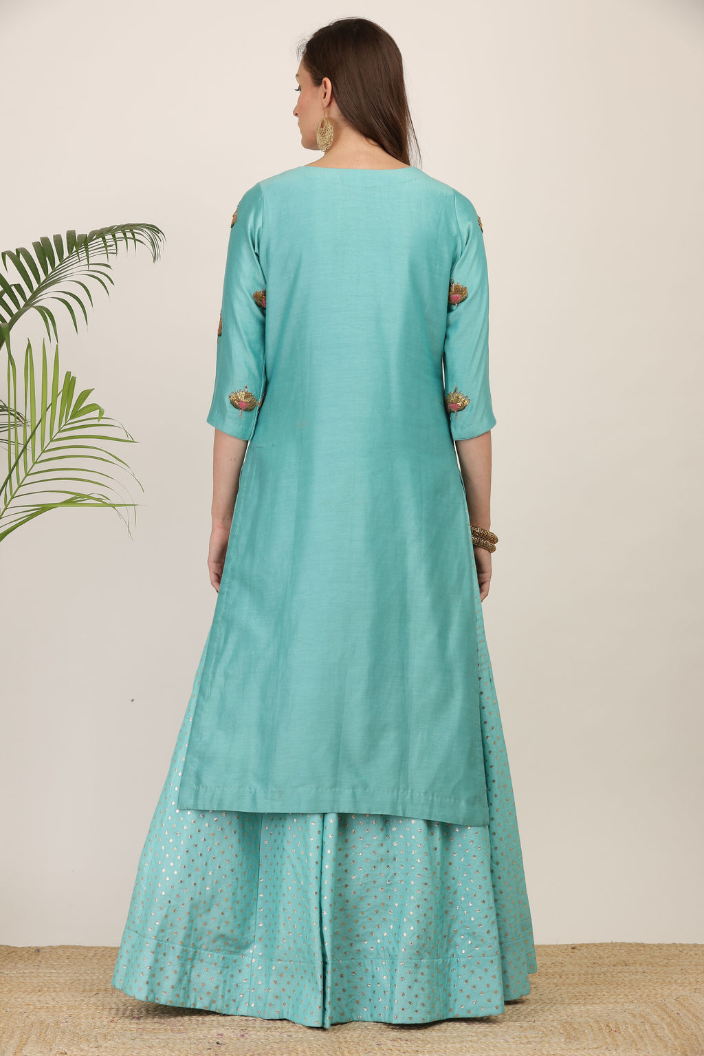 Aqua Rose Pink Kurta Lehenga Set