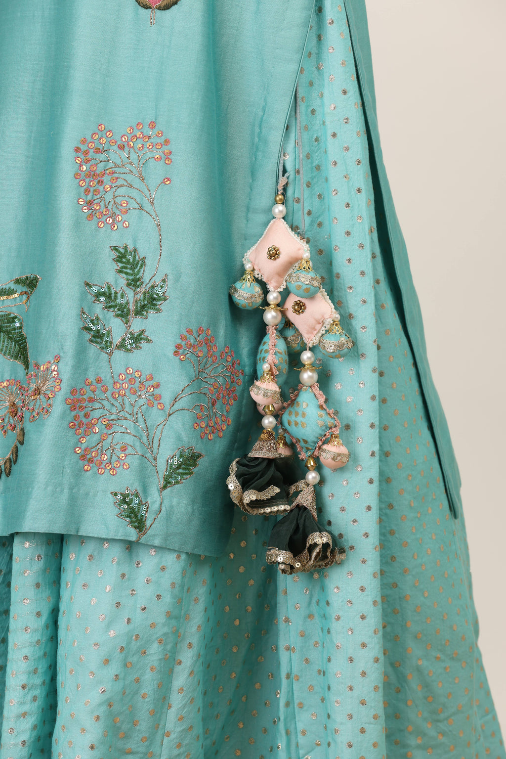 Aqua Rose Pink Kurta Lehenga Set